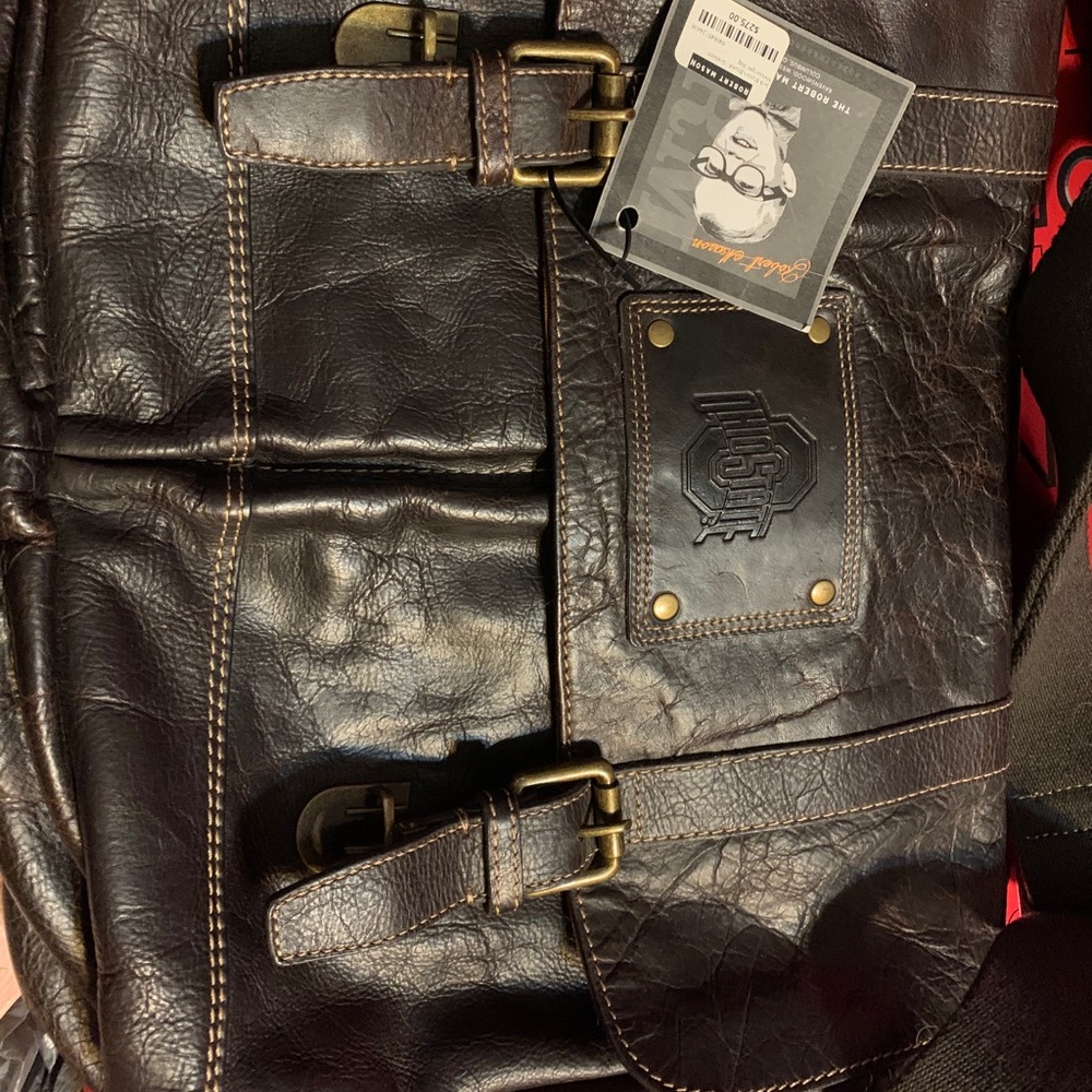 Genuine leather Ohio state messenger bag